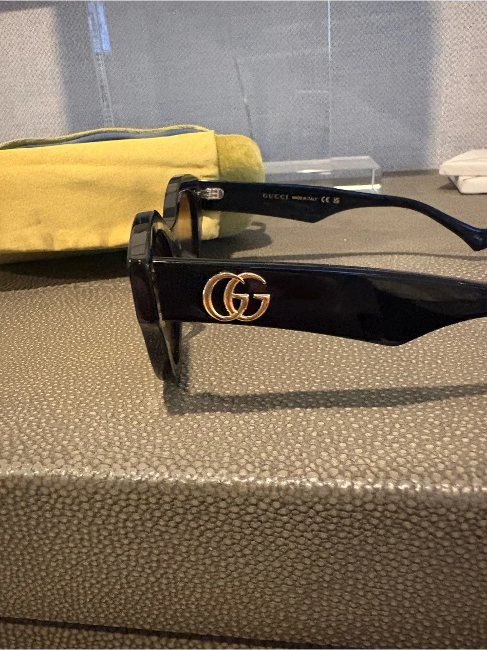 Gucci Black Cat-Eye Sunglasses with Brown Lenses